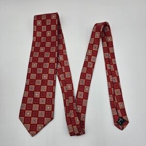 Robert Talbott Best of Class XL Wide Silk Jacquard Tie Red Geometric Handmade US